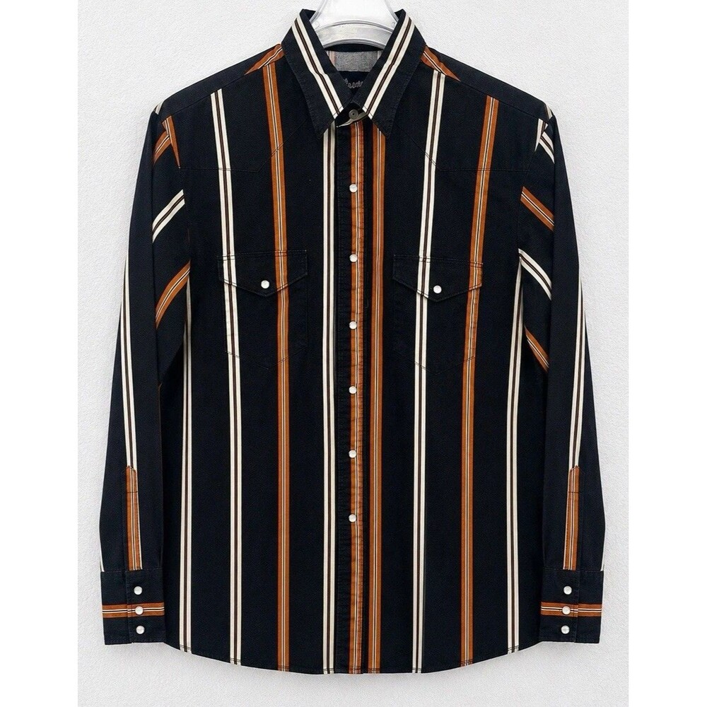 Vintage Wrangler Western Stripes Multi Color Pearl Snap Cowboy Longsleeves L